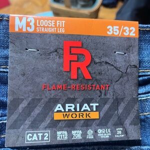 Ariat Men's Flame-Resistant Straight Leg Jeans - Dark Blue